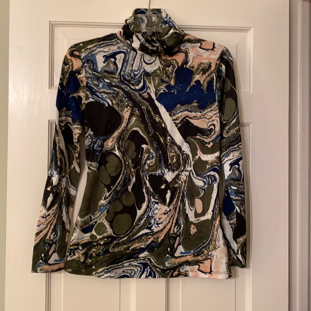 Rachel Comey turtleneck. Size M marbled green, blue, pink, white.